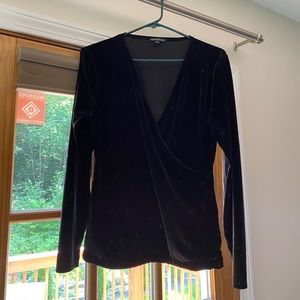 Black velour wrap top